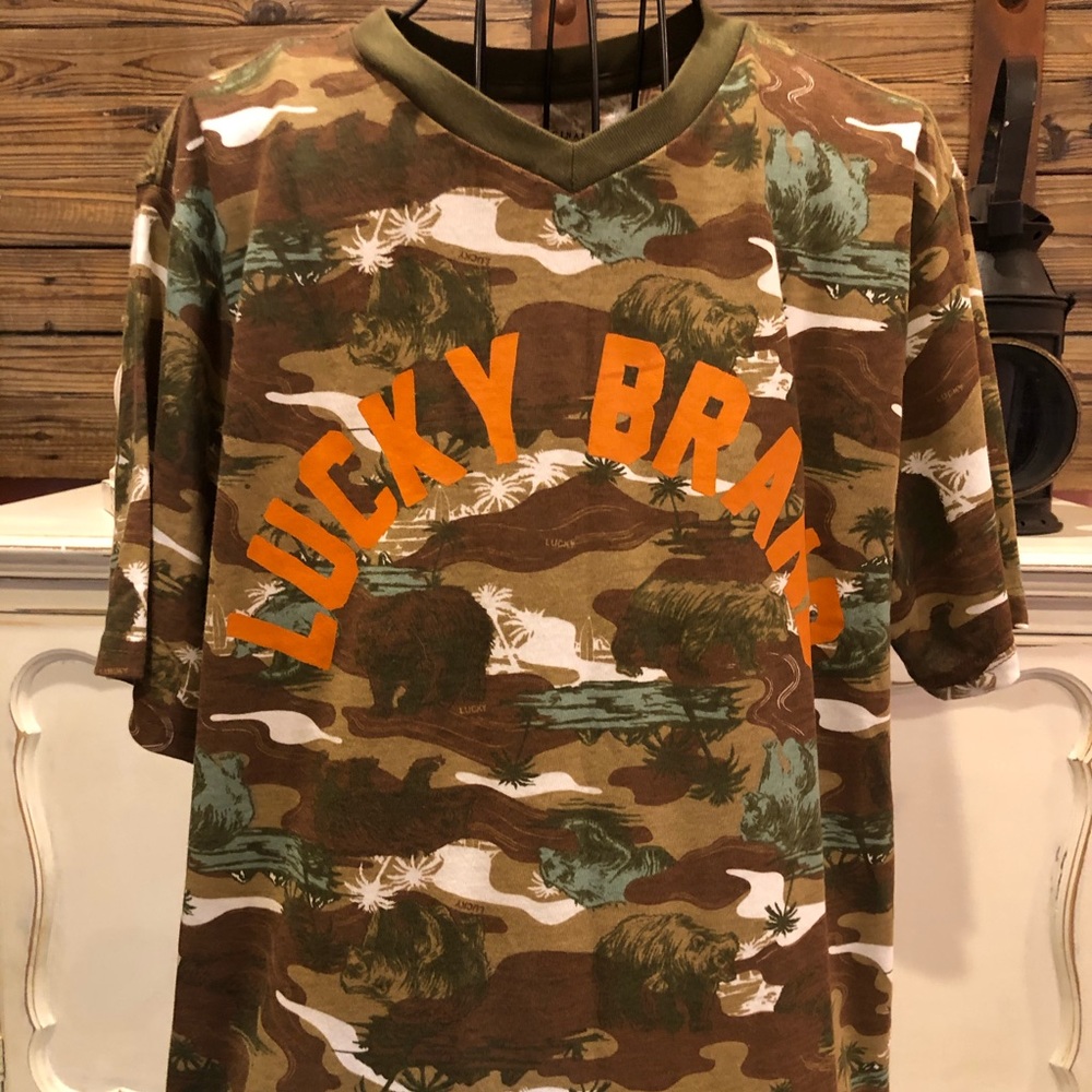 Lucky Brand Boys T-Shirt Bear Camo Size XL